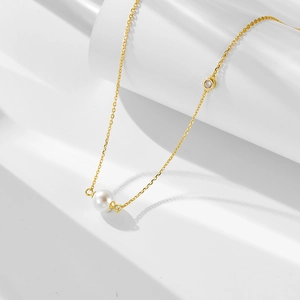 Collana Di Künstliche Perle In Argento Sterling 925 Per Donna Ciondolo Perla Artificial Di Conchiglia Rotonda Zircone Catena Clavicola Gioielli