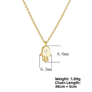Detailed size specifications for S925 sterling silver Hamsa Hand pendant with cubic zirconia