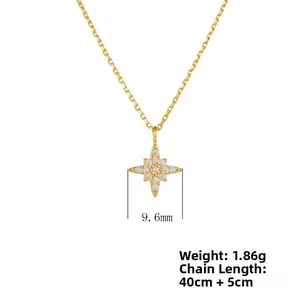 Detail of gold-plated silver star necklace with weight 1.86g and length 40cm+5cm