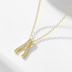 925 Sterling Silver Wishbone Pendant Necklace For Women Elegant Minimalist Rhinestone Geometric Y Shape Chain Jewelry Gift
