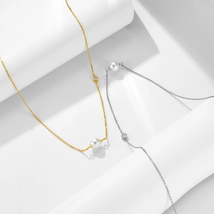 Collane con perle in argento S925 minimaliste in oro e argento con dettagli in zircone