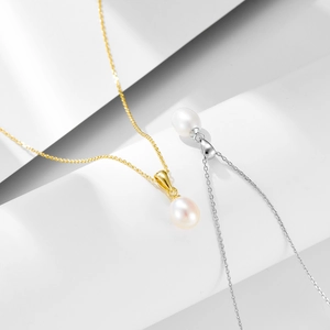 Collier élégant en argent 925 avec perle d'eau douce naturelle en finitions or et argent