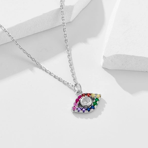 Collana classica in argento S925 con pendente occhio del male in zirconi colorati
