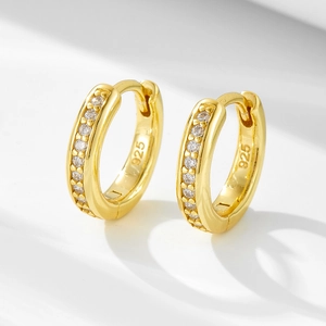 Boucles d'Oreilles Créoles Huggie en Argent Sterling 925 Avec Strass Pour Femme Minimaliste Électroplaqué Or Argent Bijoux