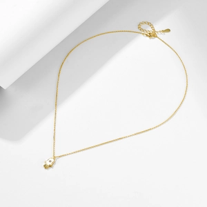Détail de la main de fatma avec zircon et chaîne réglable avec fermoir mousqueton