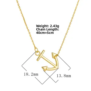 Detailed size specifications for anchor pendant necklace with 40cm chain and 5cm extender