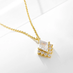 925 Sterling Silver Geometric Rhombus Zirconia Pendant Necklace For Women Elegant Minimalist Cross Chain Fine Jewelry Gift