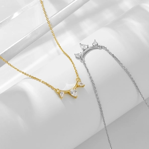 Collier élégant en argent 925 avec pendentifs en zircone goutte d'eau dorés et argentés
