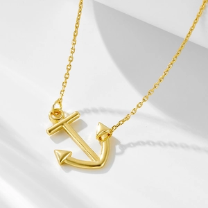925 Sterling Silver Anchor Pendant Necklace For Women Fashion Nautical Rhinestone Inlaid Clavicle Chain Jewelry Accessory