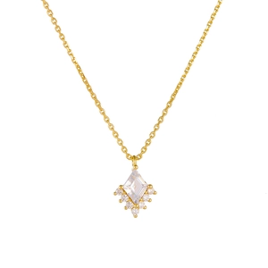 Elegant 925 sterling silver geometric diamond pendant necklace with gold plated finish