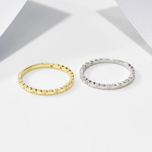 Minimalist 925 sterling silver circle rings with zircons in gold and silver finish