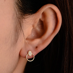Boucles d'oreilles créoles géométriques minimalistes en argent S925 doré avec zircon