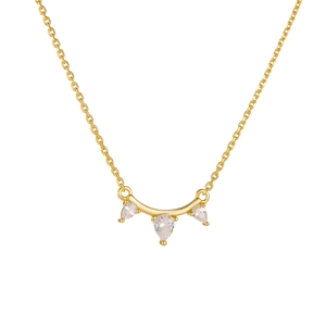 Collier classique en argent sterling 925 avec trois pendentifs en zircone en forme de poire