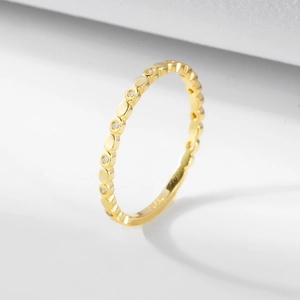 925 Sterling Silver Beaded Circle Ring For Women Minimalist Inlaid Zirconia Gold Silver Plated Stackable Finger Ring Fashion Jewelry Gift