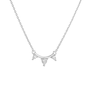 Détail du collier en argent 925 avec pendentif en zircone en forme de poire en éventail