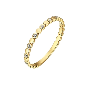 Minimalist 18K gold ring with circular motifs and sparkling zircon stones for women