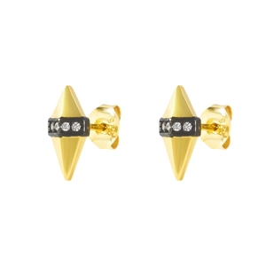 Boucles d'oreilles géométriques en argent S925 avec placage d'or et zircons