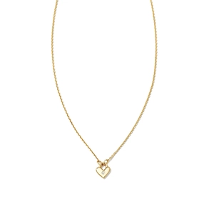 Minimalist 18K gold heart lock necklace with zircon stone on a fine chain