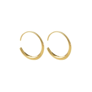 Minimalist geometric crescent gold earrings with polished 3D finish in C-shape design