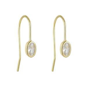 Elegant s925 silver U-shape earrings with oval cubic zirconia in a gold-plated finish