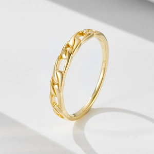 925 Sterling Silver Chain Link Ring For Women Minimalist Cuban Curb Hollow Out Finger Ring Fashion Jewelry Accessory Gift