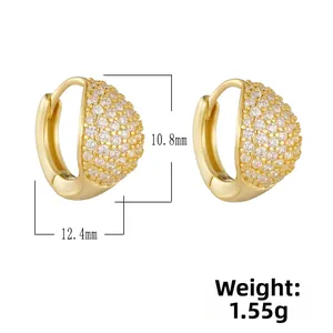 Detail of s925 silver hoop earrings with micro-paved cubic zirconia measuring 12.4mm