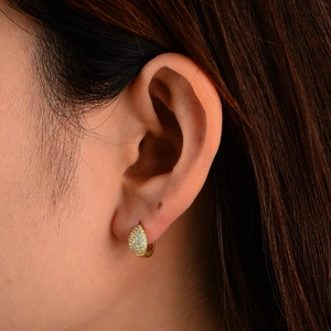 S925 sterling silver gold-plated hoop earrings with micro-pave cubic zirconia stones