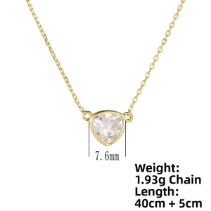 Macro view of geometric triangle zircon pendant with 7.6mm width and adjustable chain