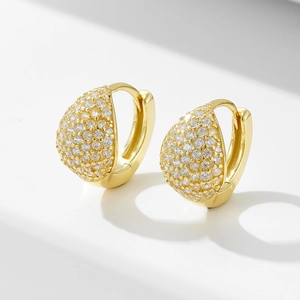 925 Sterling Silver Micro Pave Rhinestone Hoop Earrings For Women Geometric Teardrop Huggie Earrings Fashion Jewelry Party Accessory