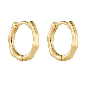 Boucles d'oreilles créoles vagues en argent S925 doré avec design torsadé irrégulier chic