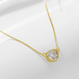 925 Sterling Silver Geometric Triangle Zirconia Pendant Necklace For Women Minimalism Dainty Gold Silver Chain Necklaces Jewelry