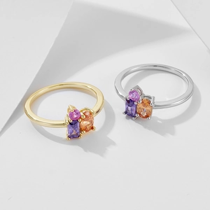 S925 silver rings with colorful zircon gemstones in gold and silver finishes