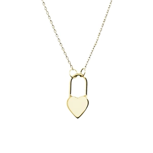 Minimalist S925 sterling silver heart lock pendant necklace with polished gold finish