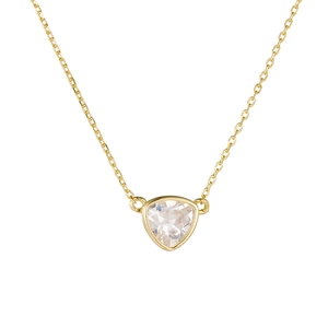 Minimalist S925 silver necklace with geometric triangle zircon pendant in gold finish