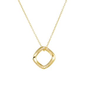 Collier géométrique en argent 925 avec strass scintillants et finition dorée