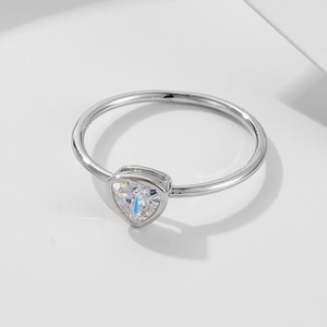 Minimalist 925 sterling silver ring featuring a geometric triangle diamond in white setting