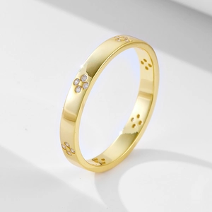 Elegant 925 Sterling Silver Clover Ring For Women Gold Plated Inlaid Rhinestone Minimalist Flower Finger Ring Fashion Jewelry Gift