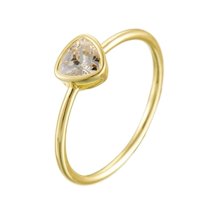 Minimalist 925 silver 14k gold plated ring with trillion-cut triangular gemstone