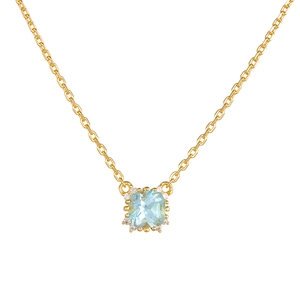 Elegant 925 silver necklace featuring a square sky blue topaz pendant in gold finish