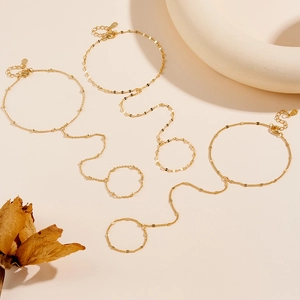 Elegant 925 sterling silver gold-plated ring bracelet with shimmering tile chains for women