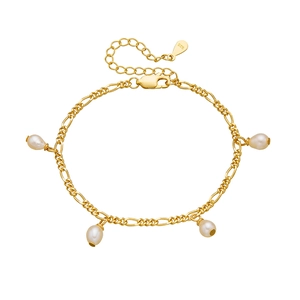 Bracelet élégant en argent sterling S925 doré 18K orné de perles de culture