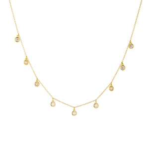 925 sterling silver gold-plated necklace featuring nine sparkling round zircon charms