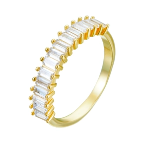 Golden rectangle zircon eternity ring with minimalist pave setting for women