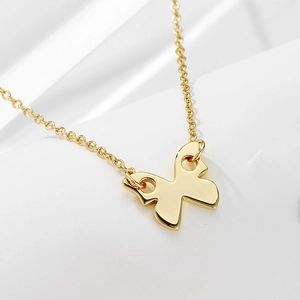 Elegant 925 Sterling Silver Butterfly Pendant Necklace Minimalist Mirror Finish Rhinestone Clavicle Chain Jewelry For Women Birthday Gift