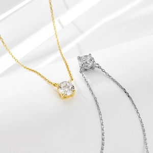 Colliers minimalistes en argent S925 avec pendentif zircon rond en or et argent