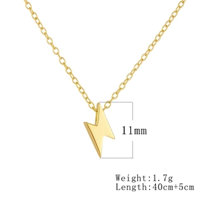 Detail showing 11mm lightning bolt pendant on a 40cm+5cm golden chain necklace