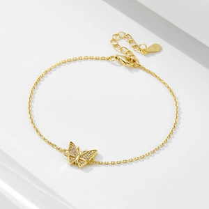 S925 Sterling Silver Butterfly Bracelet For Women Elegant Zirconia Inlaid Gold Silver Plated Chain Bracelet Jewelry Gift