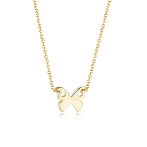Minimalist S925 silver golden butterfly pendant necklace with high-polished finish for women