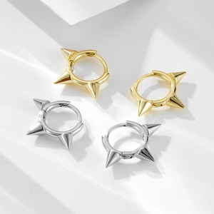 S925 Sterling Silber Punk Spike Ohrringe in Gold und Silber Ausführungen für Damen