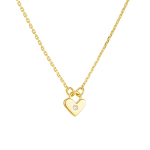 Collier cœur doré minimaliste avec pierre de zircon sur une fine chaîne à maillons O